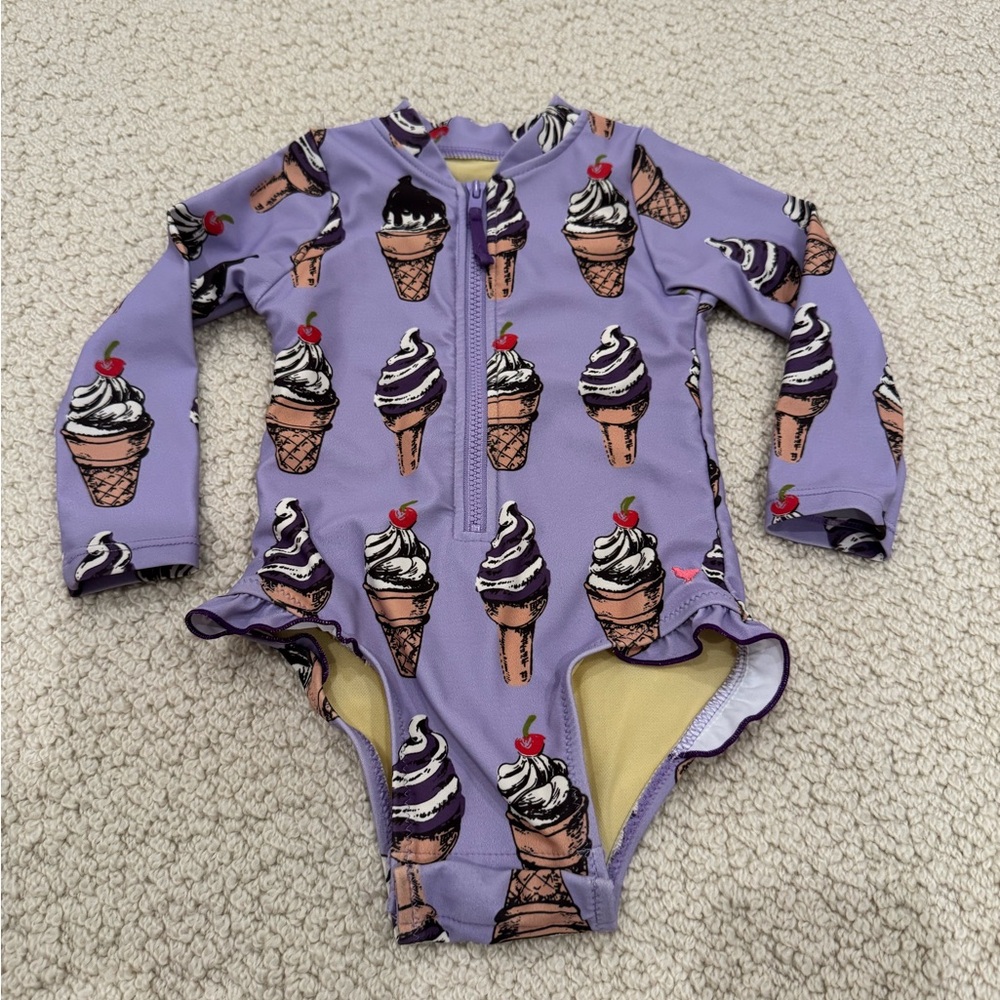 Pink Chicken Baby Girls Ice Cream Print Arden One Piece Swimsuit 12/18 months